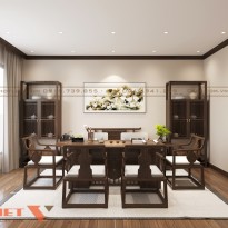 Phương án thiết kế quán trà phong cách Á Đông hiện đại  